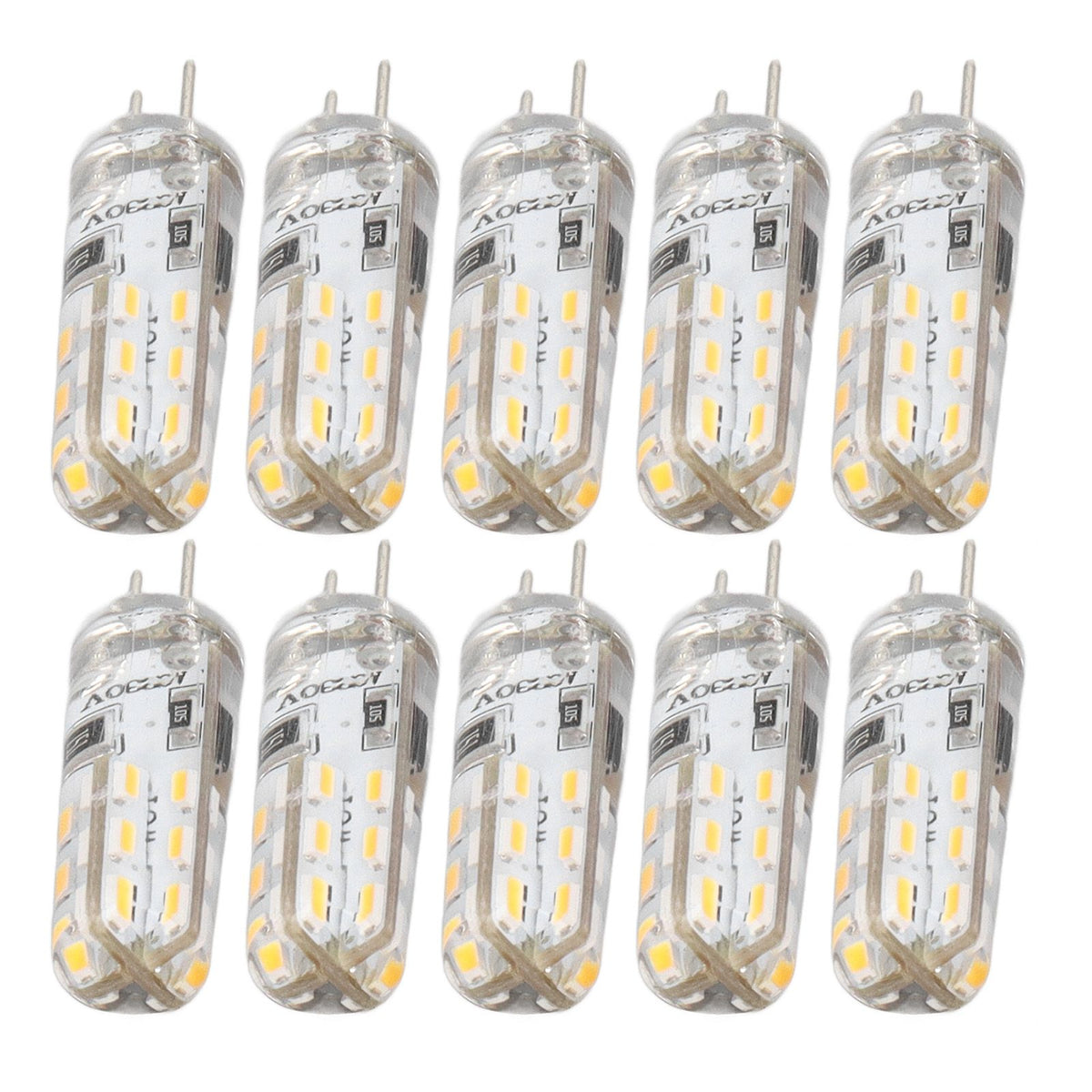 10 Pcs G4 LED Bulbs Bi Pin Base Silicone Warm White 3000K 1.5W AC220V 110LM Landscape Bulbs Replacement