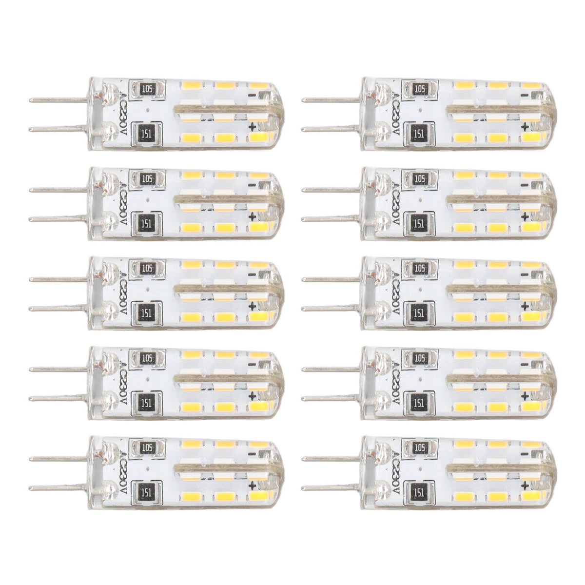 10 Pcs G4 LED Bulbs Bi Pin Base Silicone Warm White 3000K 1.5W AC220V 110LM Landscape Bulbs Replacement