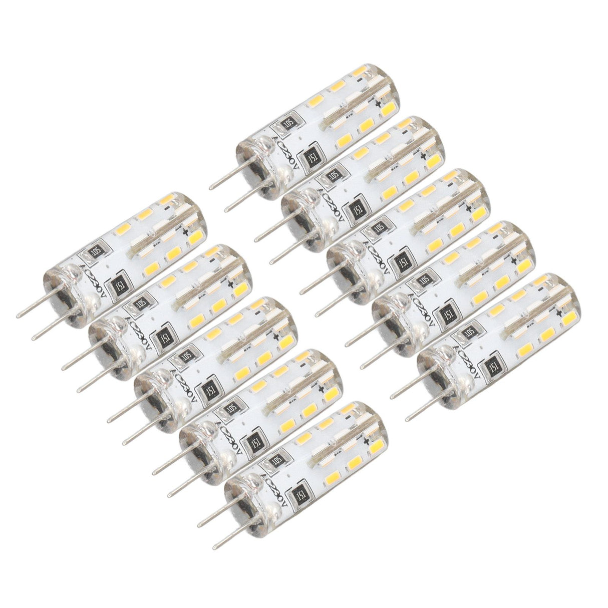 10 Pcs G4 LED Bulbs Bi Pin Base Silicone Warm White 3000K 1.5W AC220V 110LM Landscape Bulbs Replacement