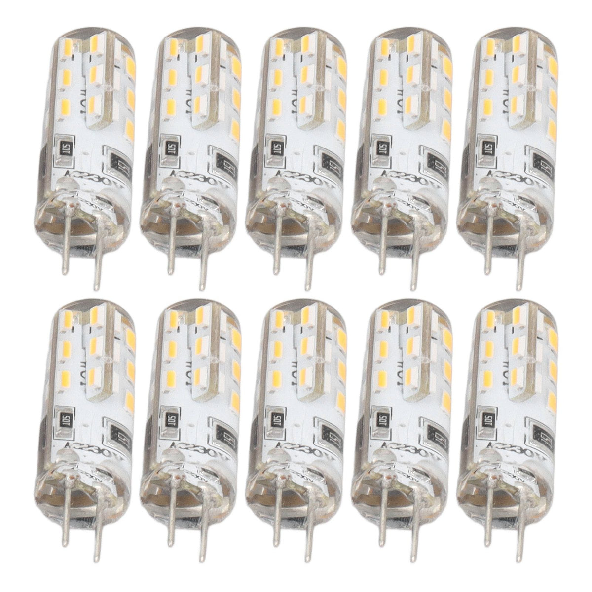 10 Pcs G4 LED Bulbs Bi Pin Base Silicone Warm White 3000K 1.5W AC220V 110LM Landscape Bulbs Replacement