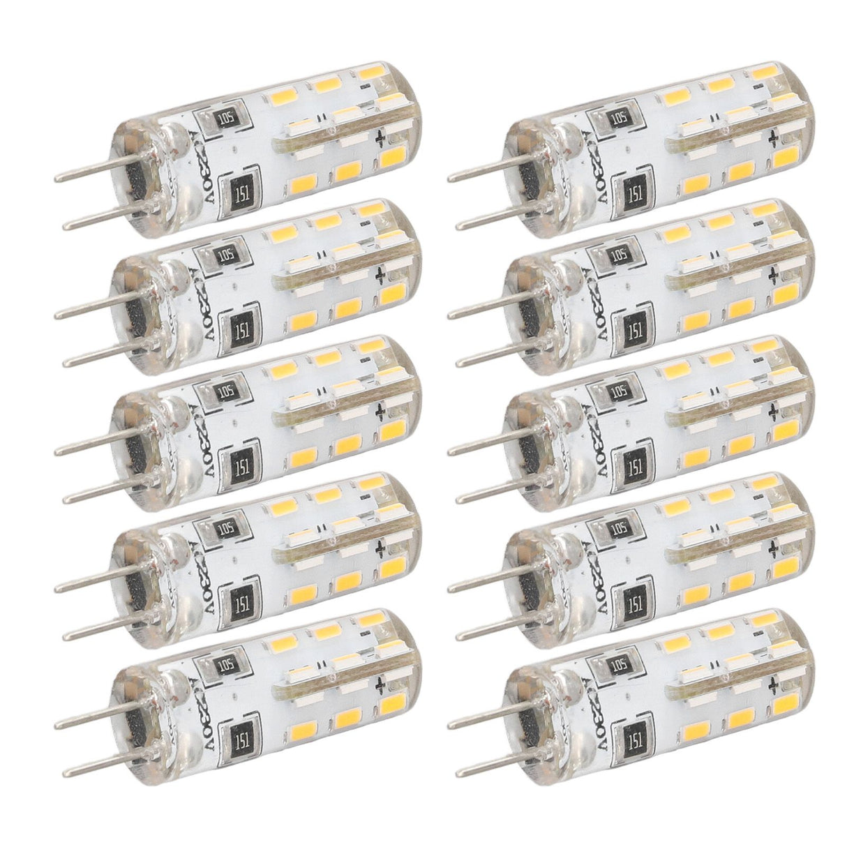 10 Pcs G4 LED Bulbs Bi Pin Base Silicone Warm White 3000K 1.5W AC220V 110LM Landscape Bulbs Replacement