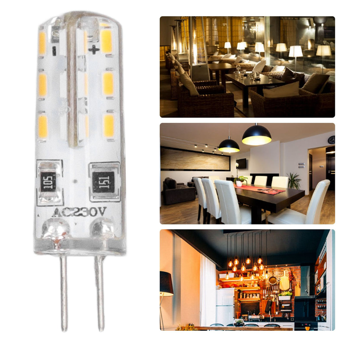 10 Pcs G4 LED Bulbs Bi Pin Base Silicone Warm White 3000K 1.5W AC220V 110LM Landscape Bulbs Replacement