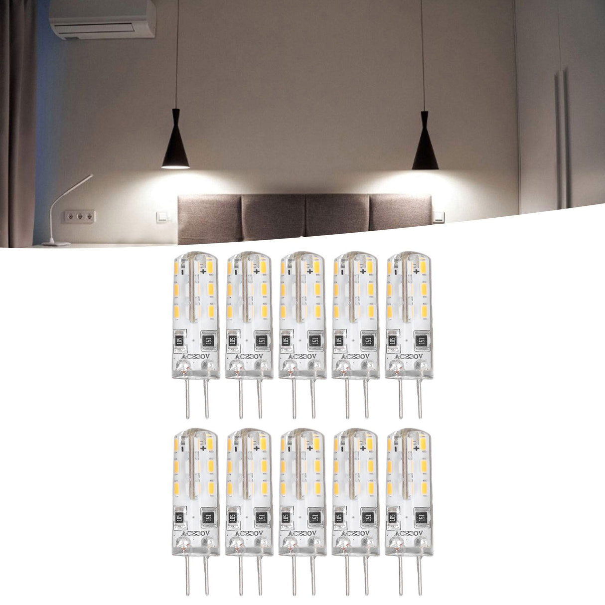 10 Pcs G4 LED Bulbs Bi Pin Base Silicone Warm White 3000K 1.5W AC220V 110LM Landscape Bulbs Replacement