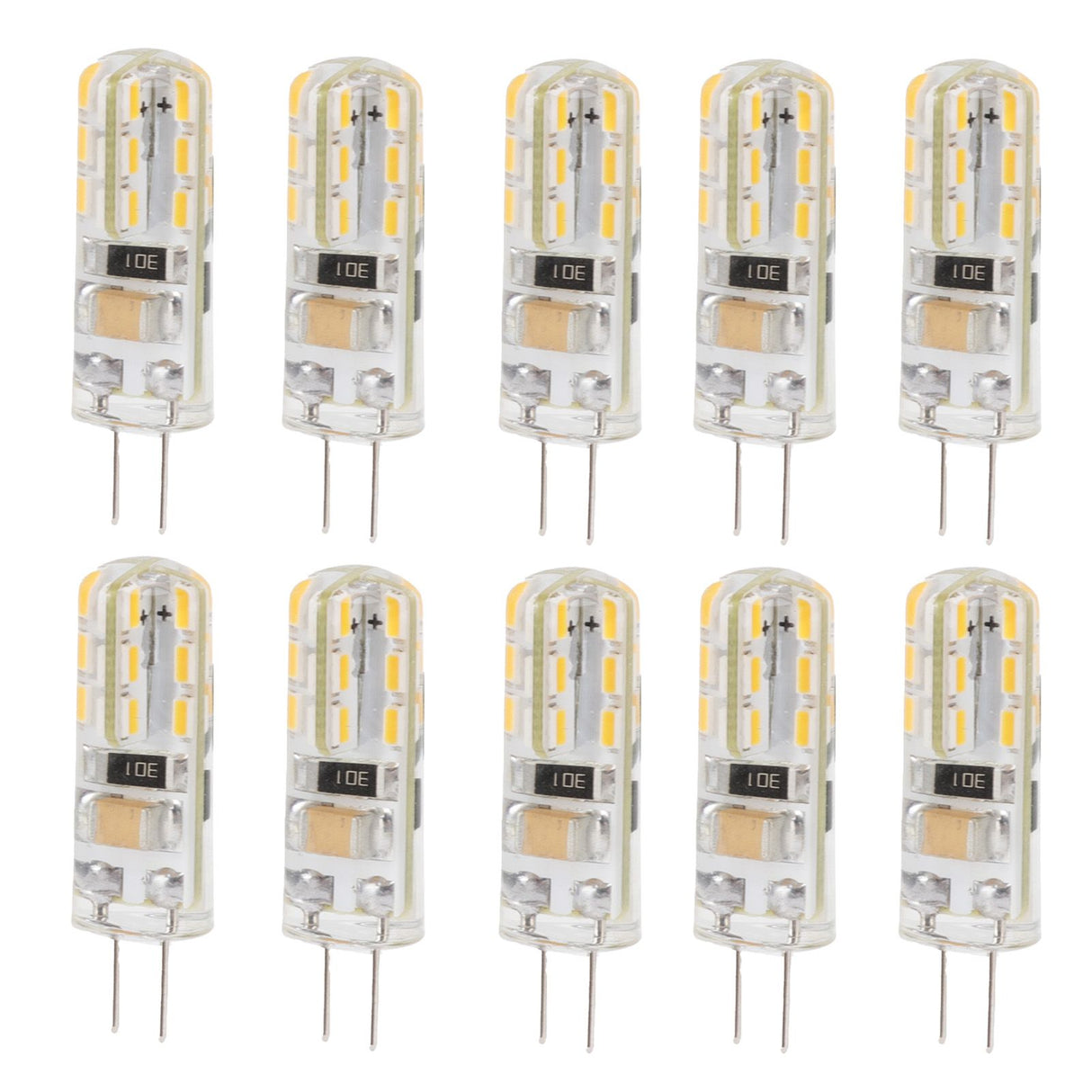 10pcs G4 LED Bulb Double Feet Base 1.5W AC110V 110LM Silicone Light Bulb for Landscape Lighting Courtyard Warm White 3000K