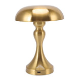 Table Lamp Rechargeable Mushroom Shape 3 Speed Color Temperature Touch Stepless Dimming Night Light for Home Gold - Front View