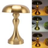 Table Lamp Rechargeable Mushroom Shape 3 Speed Color Temperature Touch Stepless Dimming Night Light for Home Gold