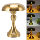 Table Lamp Rechargeable Mushroom Shape 3 Speed Color Temperature Touch Stepless Dimming Night Light for Home Gold - Low Angle