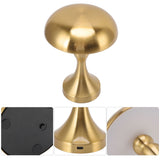 Table Lamp Rechargeable Mushroom Shape 3 Speed Color Temperature Touch Stepless Dimming Night Light for Home Gold