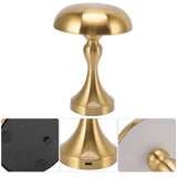 Table Lamp Rechargeable Mushroom Shape 3 Speed Color Temperature Touch Stepless Dimming Night Light for Home Gold