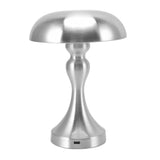 Table Lamp Rechargeable Mushroom Shape 3 Speed Color Temperature Touch Stepless Dimming Night Light for Home Silver - Front View