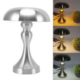 Table Lamp Rechargeable Mushroom Shape 3 Speed Color Temperature Touch Stepless Dimming Night Light for Home Silver - Close-Up Angle
