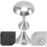 Table Lamp Rechargeable Mushroom Shape 3 Speed Color Temperature Touch Stepless Dimming Night Light for Home Silver