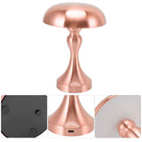 Table Lamp Rechargeable Mushroom Shape 3 Speed Color Temperature Touch Stepless Dimming Night Light for Home Copper