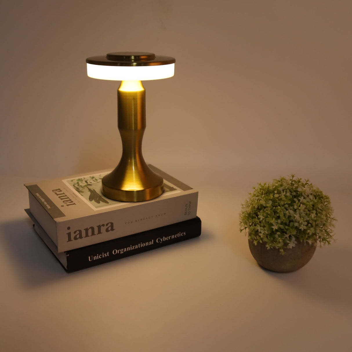 Portable LED Table Lamp Touch Sensor 3 Color Temperatures Rechargeable Battery Powered Bedside Night Lamp for Dining Room Gold