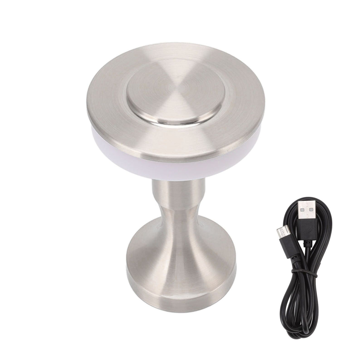Portable LED Table Lamp Touch Sensor 3 Color Temperatures Rechargeable Battery Powered Bedside Night Lamp for Dining Room Silver