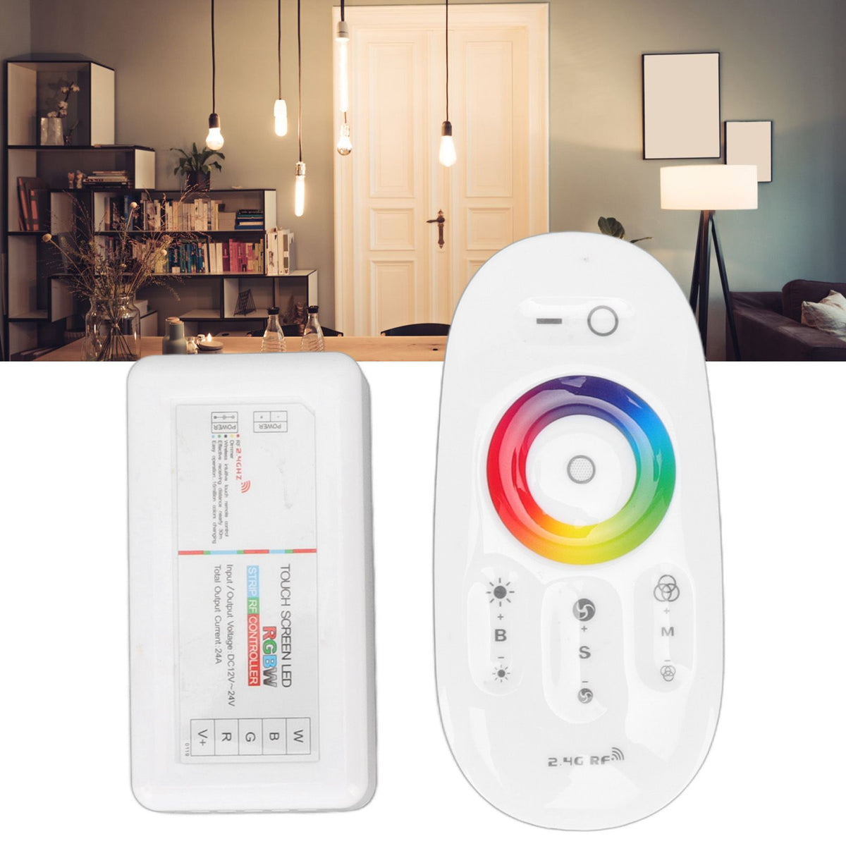 2.4G Wireless RF Touch Dimmer Switch 7 Color RGBW Dimming LED RGB Strip Light Controller DC12 to 24V