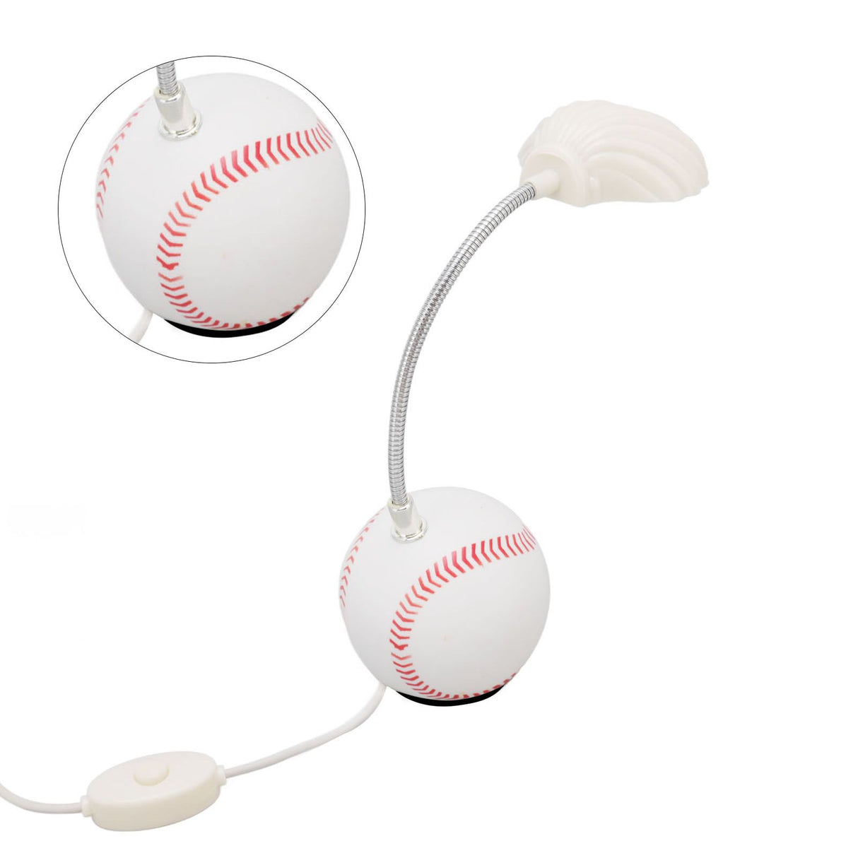 LED Table Lamp Baseball Base Seashell Shape Light Head Soft Light Portable USB Mini Desk Lamp for Home School Office