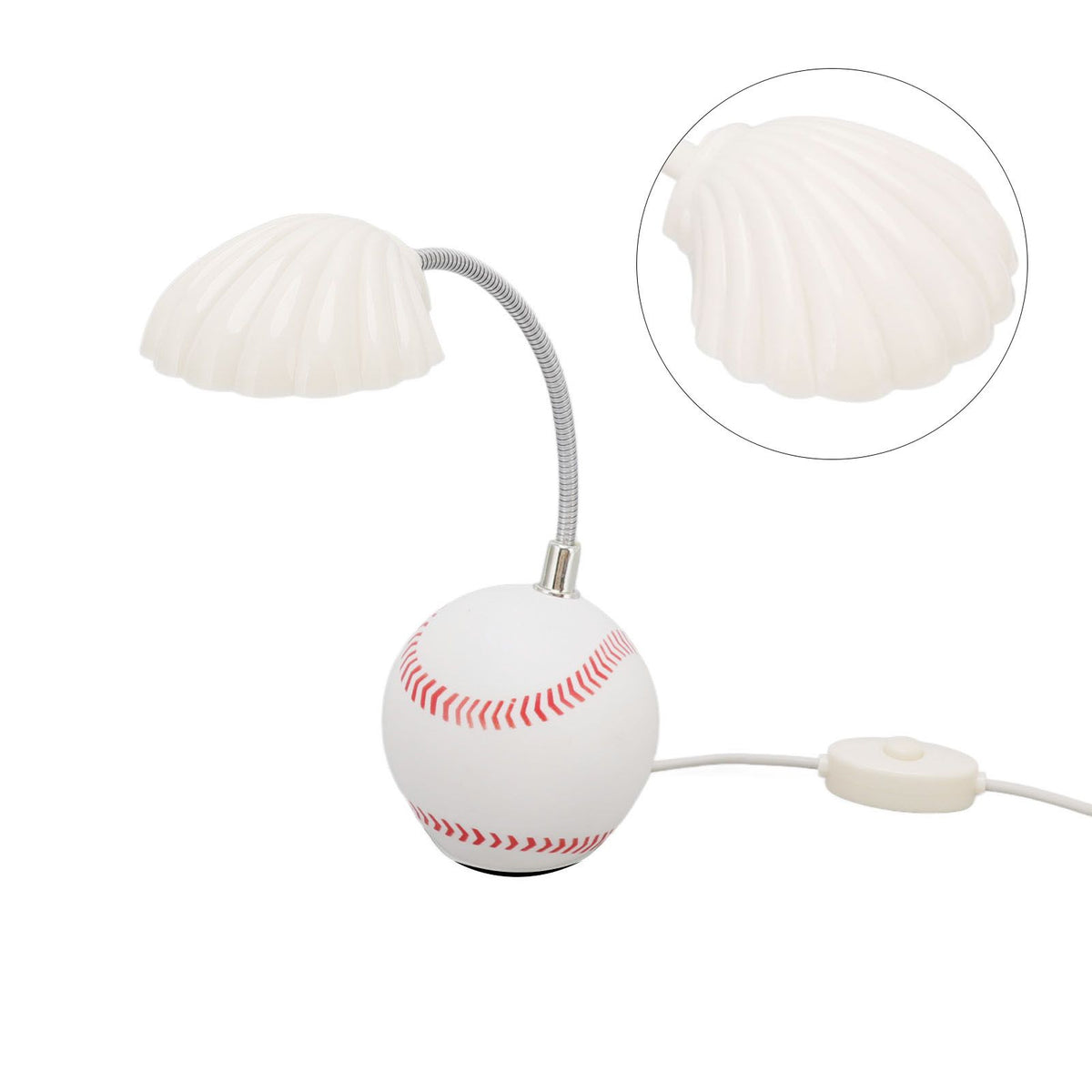 LED Table Lamp Baseball Base Seashell Shape Light Head Soft Light Portable USB Mini Desk Lamp for Home School Office