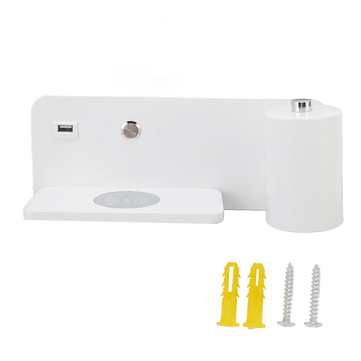 LED Wall Light USB Interface Wireless Charging LED Wall Lamp for Living Room Bedroom 85‑265V White Right