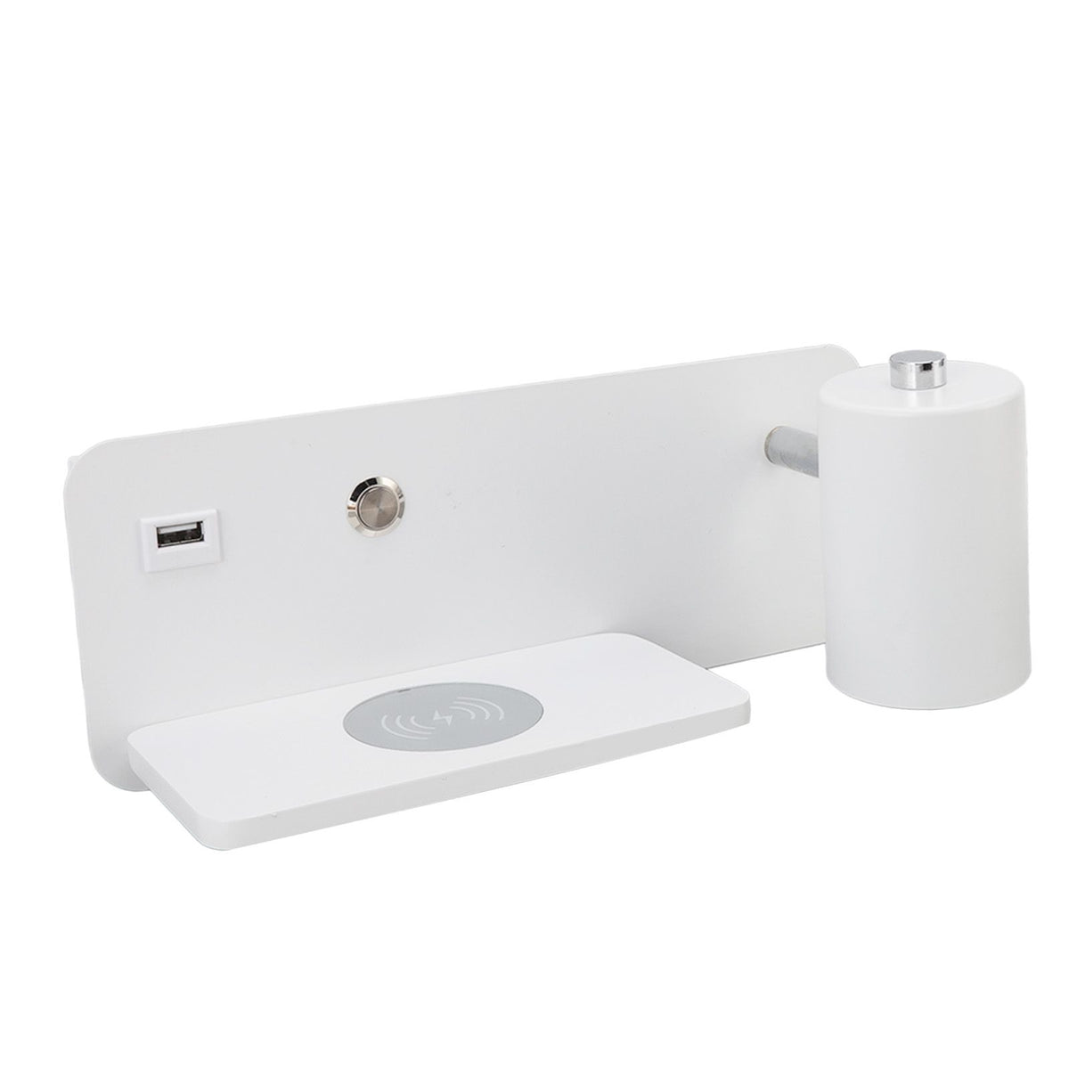 LED Wall Light USB Interface Wireless Charging LED Wall Lamp for Living Room Bedroom 85‑265V White Right