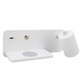 LED Wall Light USB Interface Wireless Charging LED Wall Lamp for Living Room Bedroom 85‑265V White Right