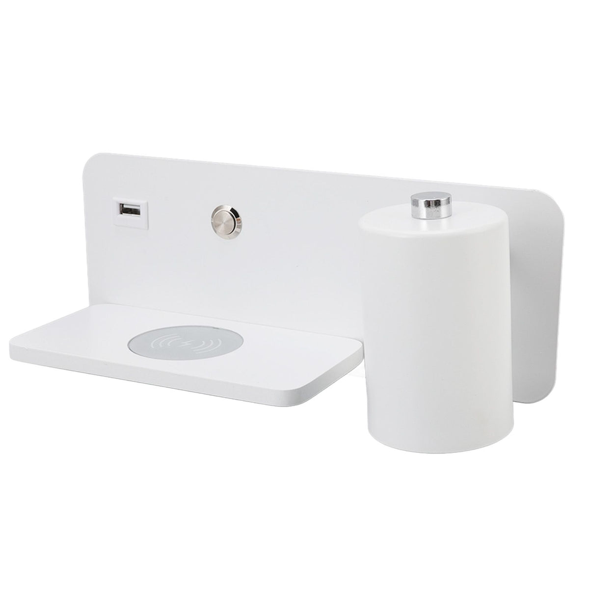 LED Wall Light USB Interface Wireless Charging LED Wall Lamp for Living Room Bedroom 85‑265V White Right
