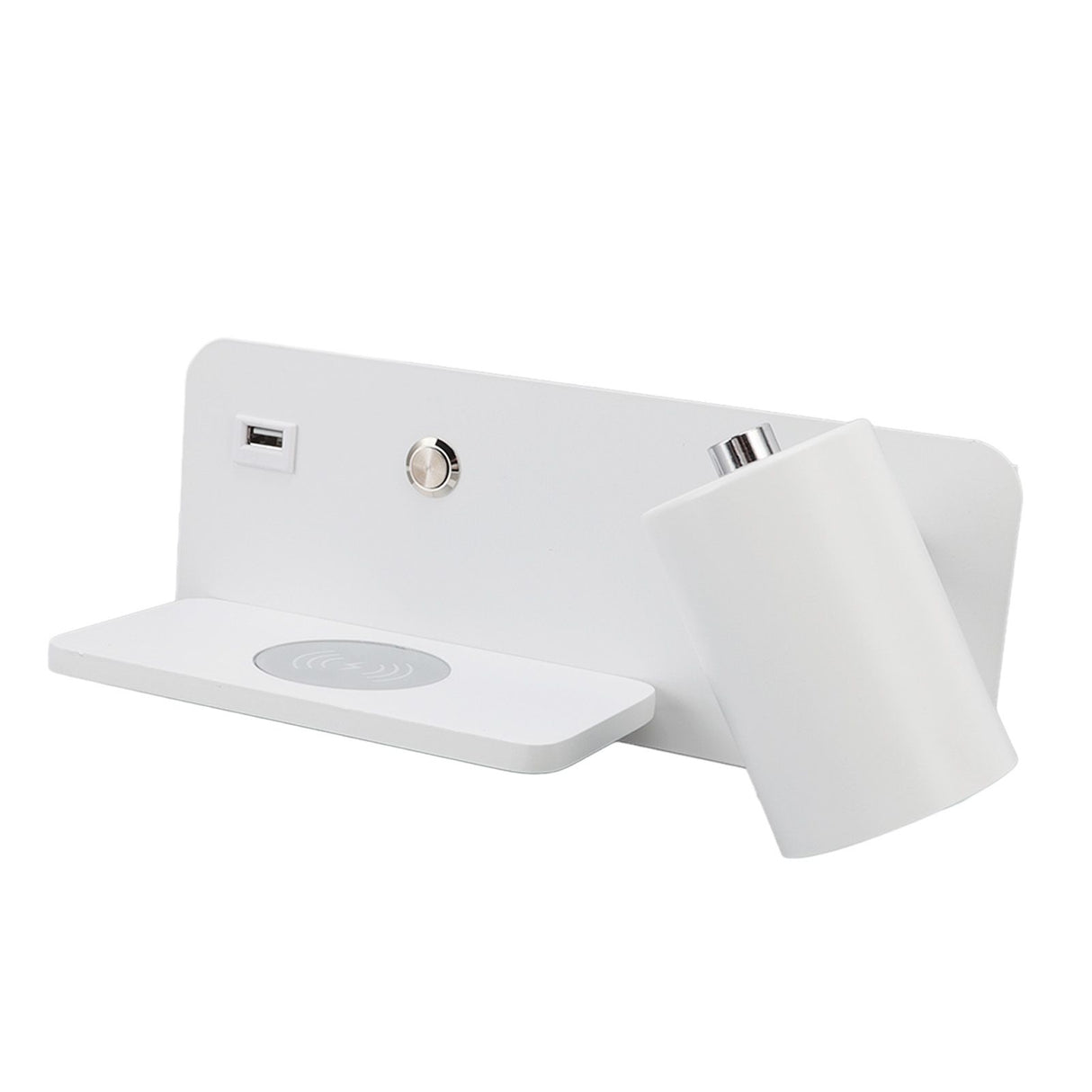 LED Wall Light USB Interface Wireless Charging LED Wall Lamp for Living Room Bedroom 85‑265V White Right