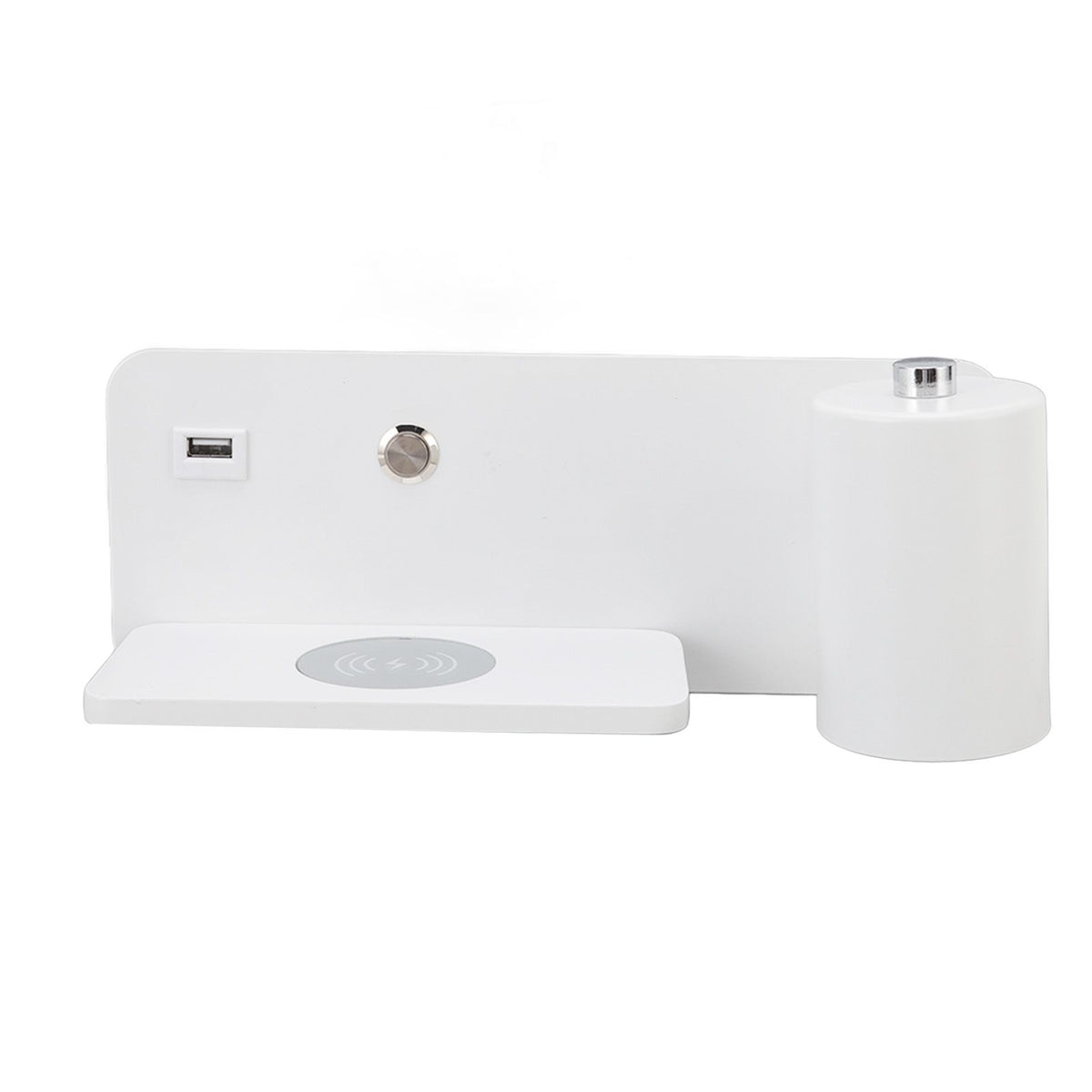 LED Wall Light USB Interface Wireless Charging LED Wall Lamp for Living Room Bedroom 85‑265V White Right