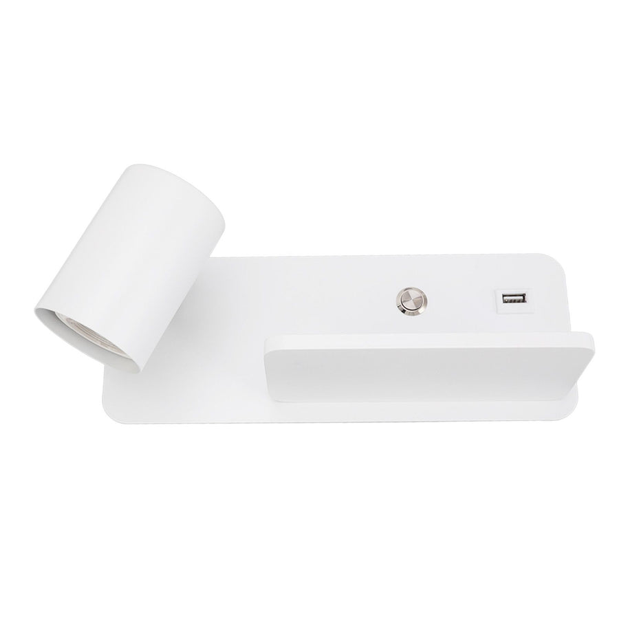 LED Wall Light USB Interface Wireless Charging LED Wall Lamp for Living Room Bedroom 85‑265V White Left
