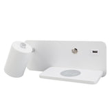 LED Wall Light USB Interface Wireless Charging LED Wall Lamp for Living Room Bedroom 85‑265V White Left