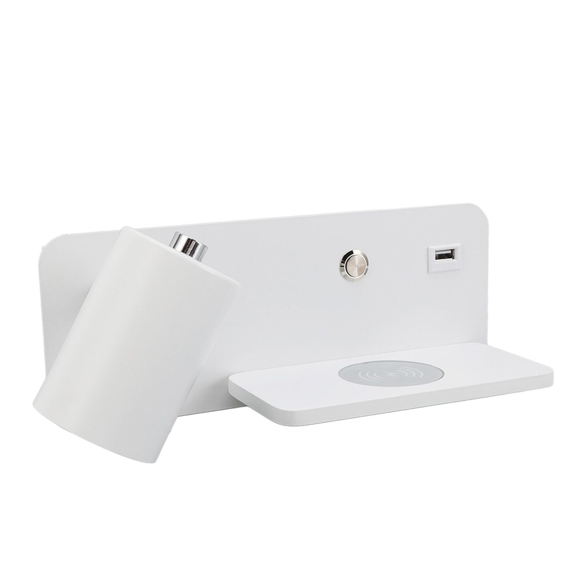 LED Wall Light USB Interface Wireless Charging LED Wall Lamp for Living Room Bedroom 85‑265V White Left