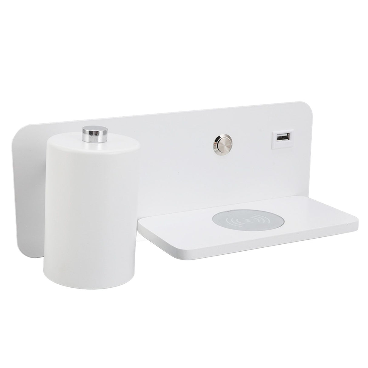 LED Wall Light USB Interface Wireless Charging LED Wall Lamp for Living Room Bedroom 85‑265V White Left