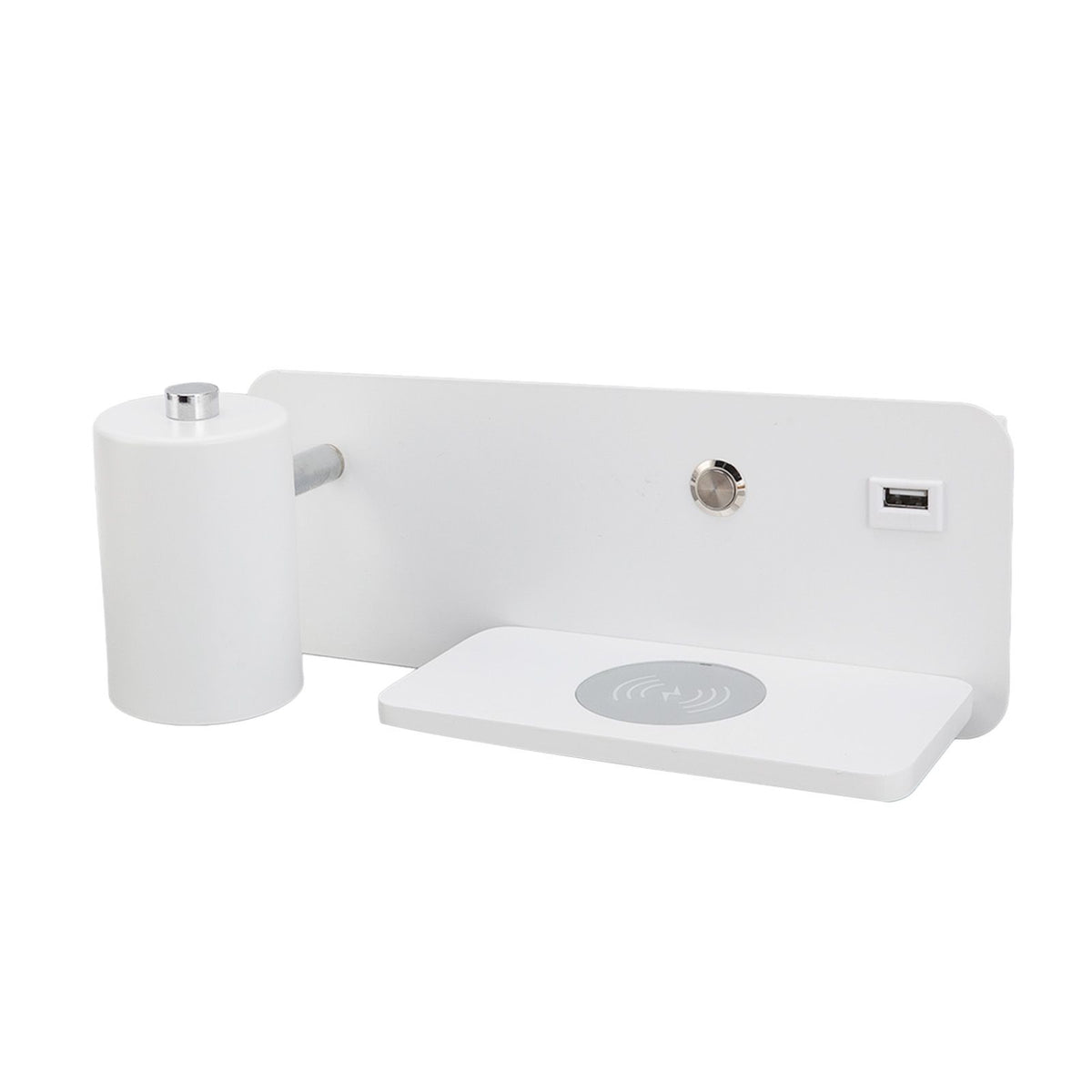 LED Wall Light USB Interface Wireless Charging LED Wall Lamp for Living Room Bedroom 85‑265V White Left