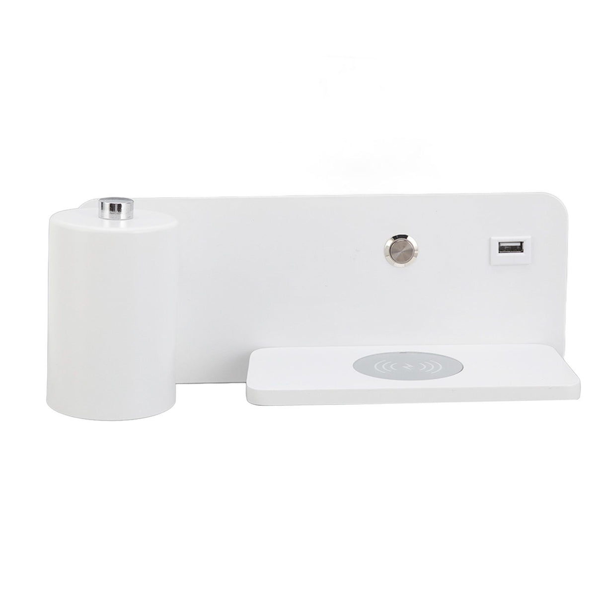 LED Wall Light USB Interface Wireless Charging LED Wall Lamp for Living Room Bedroom 85‑265V White Left