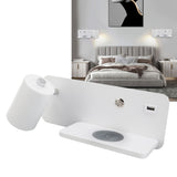 LED Wall Light USB Interface Wireless Charging LED Wall Lamp for Living Room Bedroom 85‑265V White Left