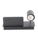 LED Wall Light USB Interface Wireless Charging LED Wall Lamp for Living Room Bedroom 85‑265V Black Right - Front View