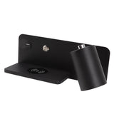 LED Wall Light USB Interface Wireless Charging LED Wall Lamp for Living Room Bedroom 85‑265V Black Right - Side View