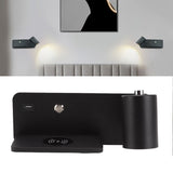 LED Wall Light USB Interface Wireless Charging LED Wall Lamp for Living Room Bedroom 85‑265V Black Right - Extra Image