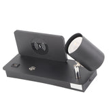 LED Wall Light USB Interface Wireless Charging LED Wall Lamp for Living Room Bedroom 85‑265V Black Left