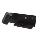 LED Wall Light USB Interface Wireless Charging LED Wall Lamp for Living Room Bedroom 85‑265V Black Left