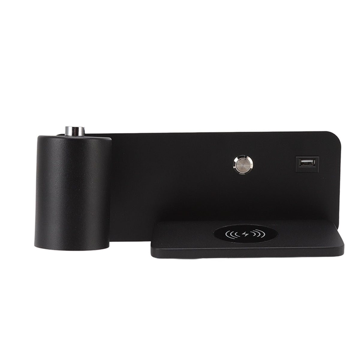 LED Wall Light USB Interface Wireless Charging LED Wall Lamp for Living Room Bedroom 85‑265V Black Left