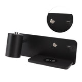 LED Wall Light USB Interface Wireless Charging LED Wall Lamp for Living Room Bedroom 85‑265V Black Left