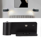 LED Wall Light USB Interface Wireless Charging LED Wall Lamp for Living Room Bedroom 85‑265V Black Left - Extra Image