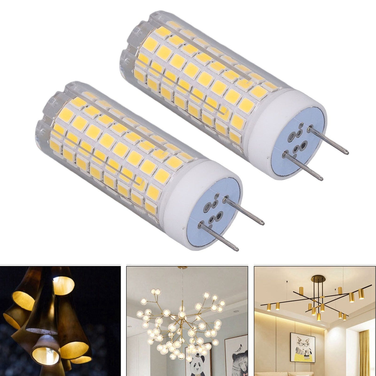 2Pcs LED Corn Bulb Natural Light Ceramic G8 102LED 10W Dimmable LED Corn Bulb for Hanging Lamps Suction Lamps AC100‑120V