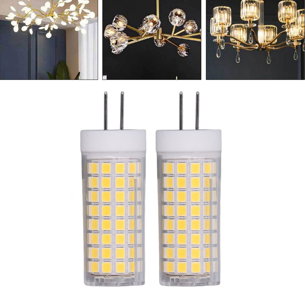 2Pcs LED Corn Bulb Natural Light Ceramic G8 102LED 10W Dimmable LED Corn Bulb for Hanging Lamps Suction Lamps AC100‑120V
