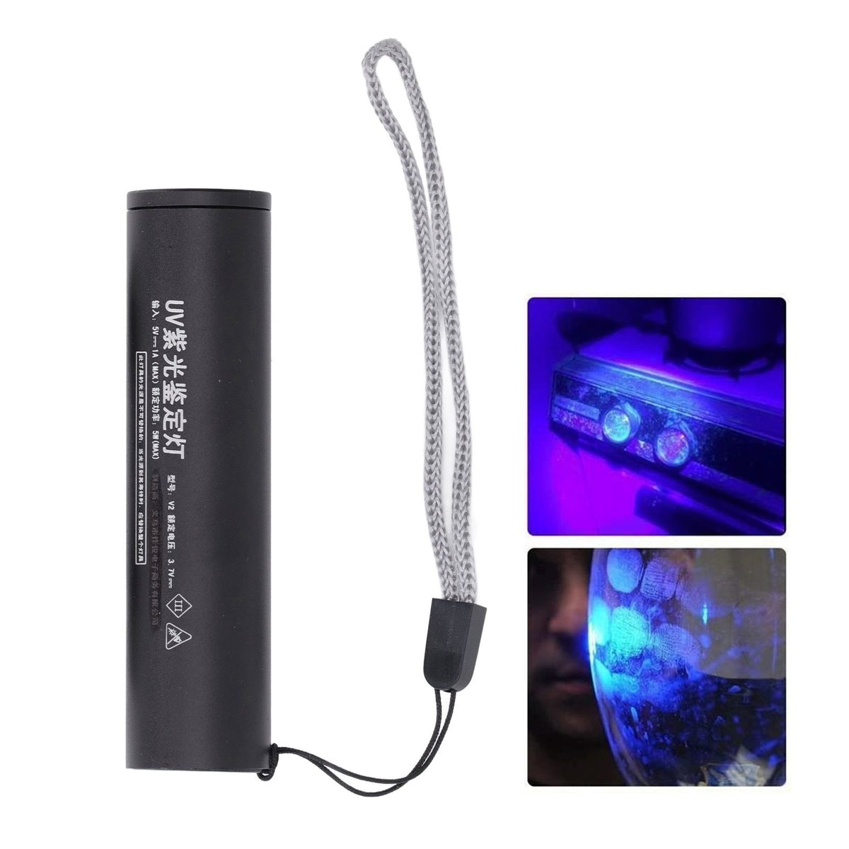 Ultraviolet Flashlight Rechargeable Mini 365nm Black Light Flashlight for Counterfeit Money Pet Urine Detection