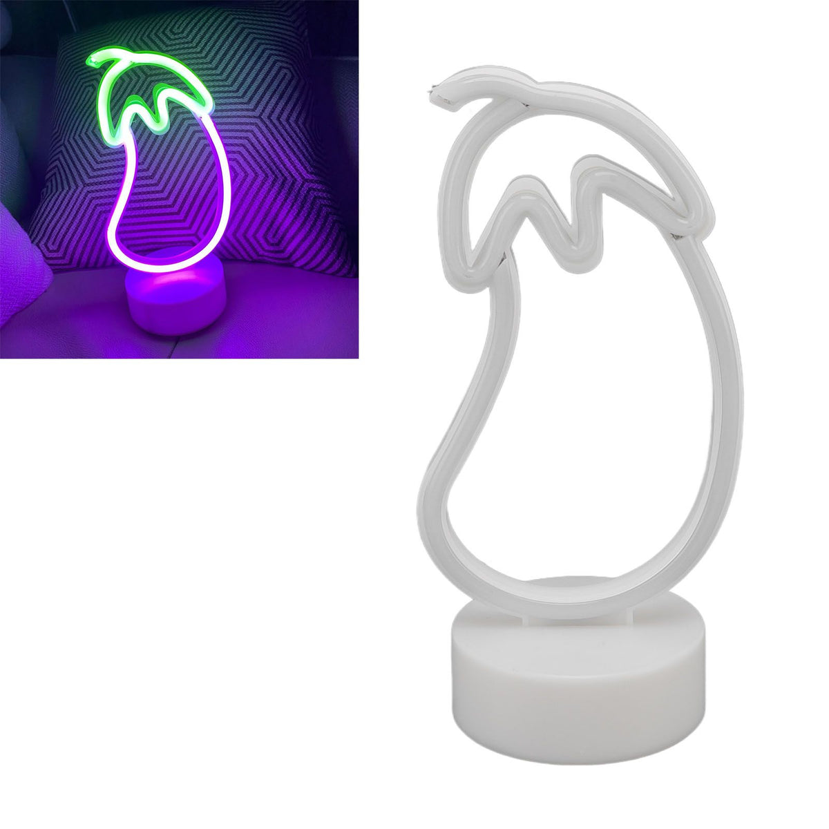 Eggplant Neon Sign USB Battery Powered LED Neon Sign Light for Home Neon Decoration