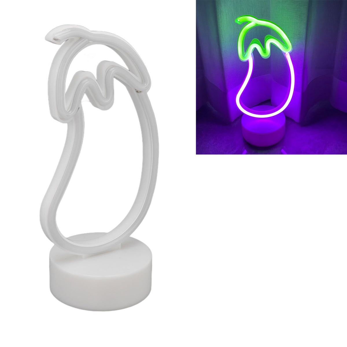 Eggplant Neon Sign USB Battery Powered LED Neon Sign Light for Home Neon Decoration