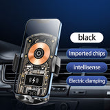 A6 Magnetic Dual Mode Wireless Car Charger Mount for iPhone Samsung Android Phones，black - Front View