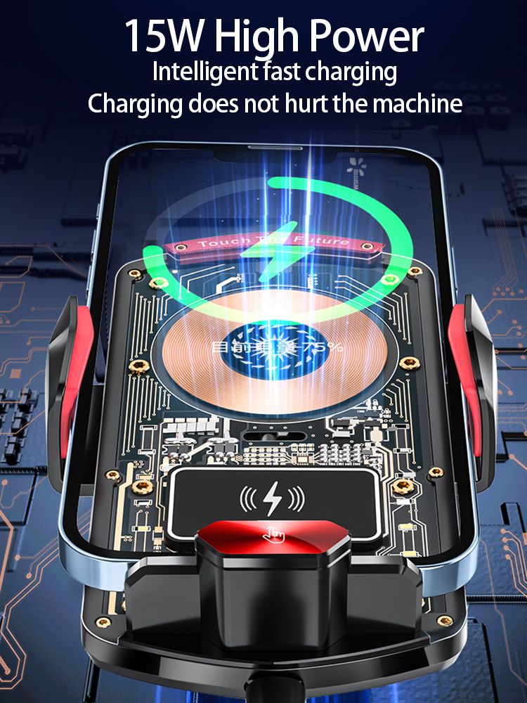 A6 Magnetic Dual Mode Wireless Car Charger Mount for iPhone Samsung Android Phones，black